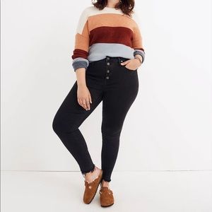 Madewell 9" Rise Button Front Skinny Jeans in Berkeley Black Wash, size 31